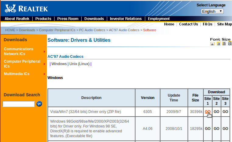 download realtek ac97 audio driver xp