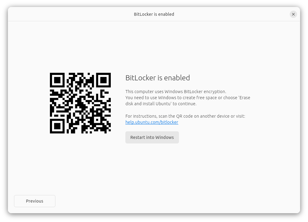 Dialog: BitLocker is enabled
